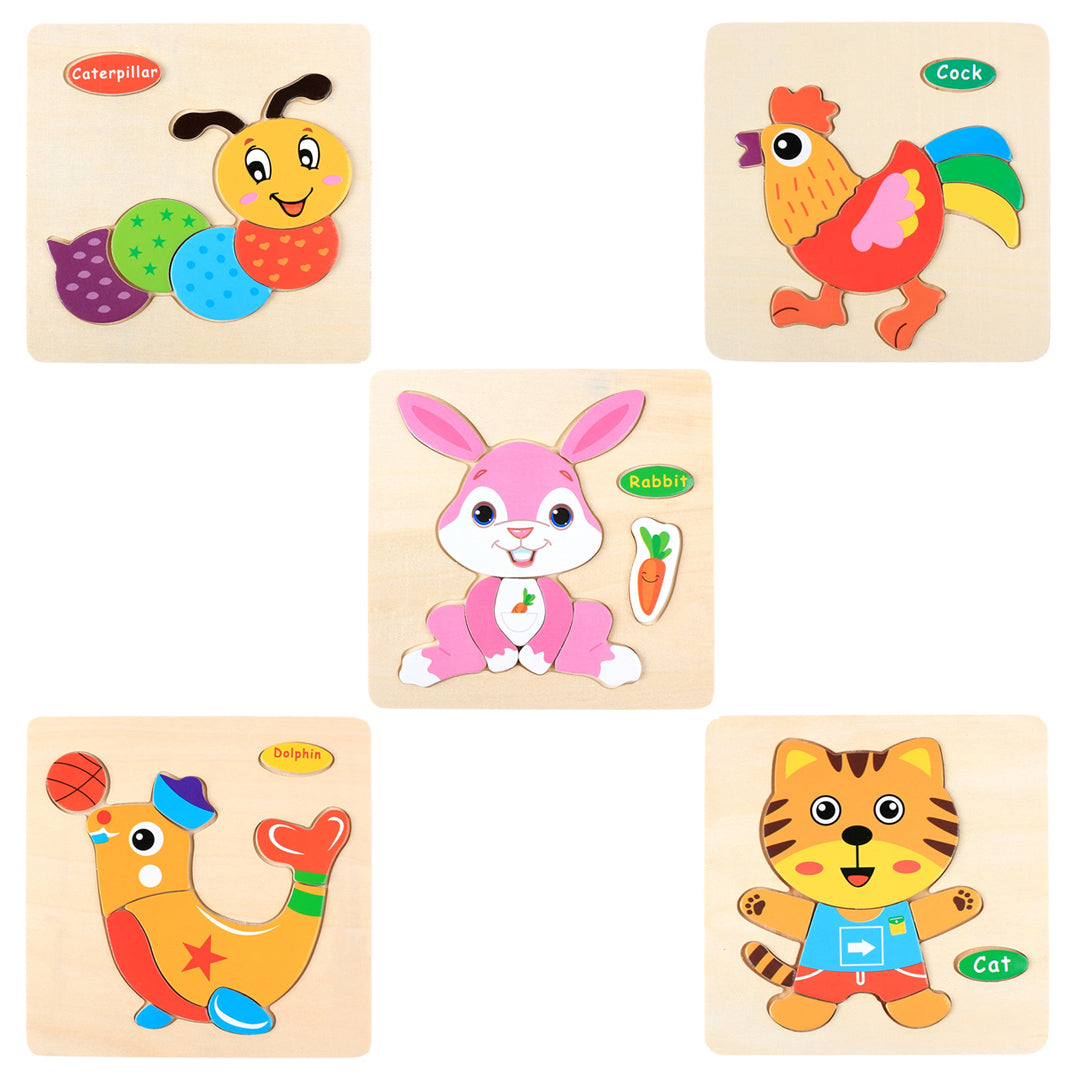 Montessori Wooden Cartoon Puzzles Set#3