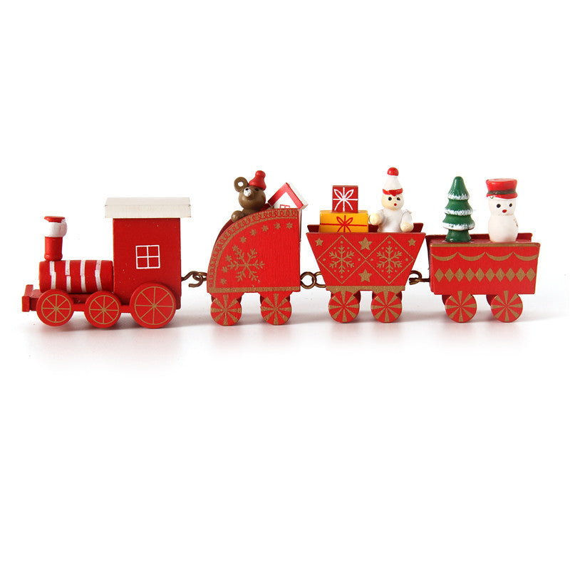 Wooden Christmas Mini Train Set – Festive Holiday Decoration