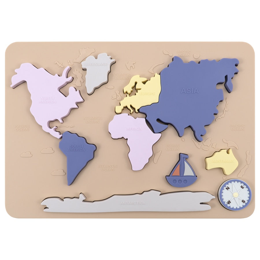 Silicone World Map Montessori Puzzle Toy