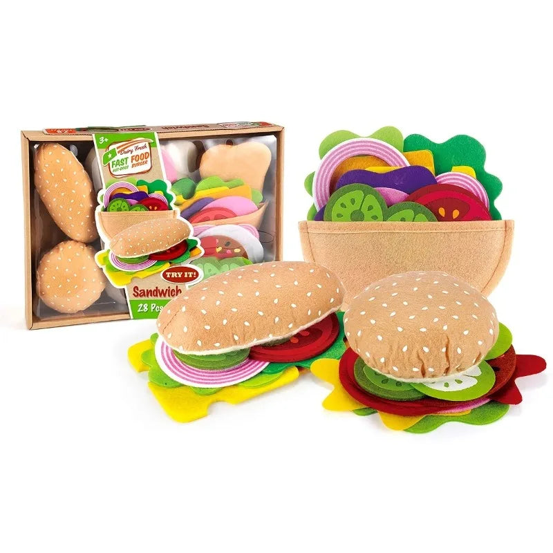 Montessori pretend play 28PCS Burger Sandwich Set – OTTEBERRY'S