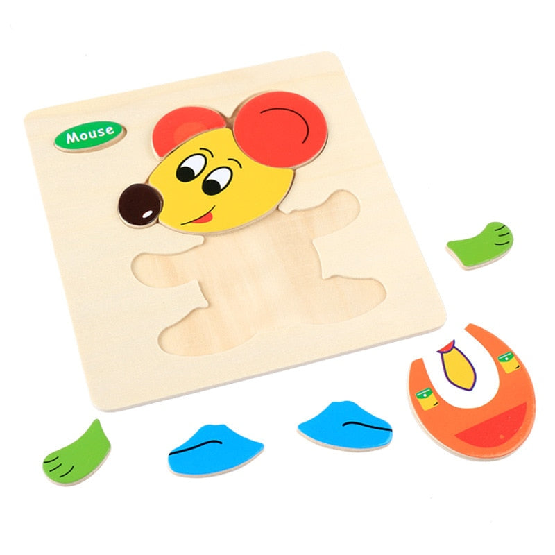 Montessori Wooden Cartoon Puzzles Set#4