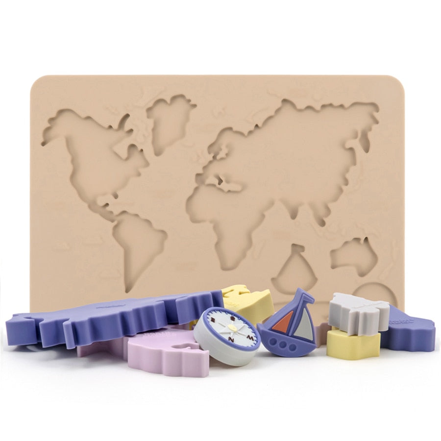 Silicone World Map Montessori Puzzle Toy