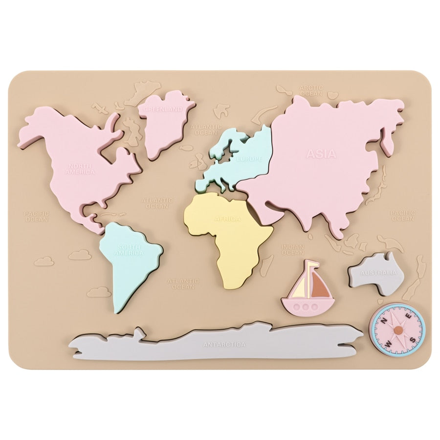 Silicone World Map Montessori Puzzle Toy