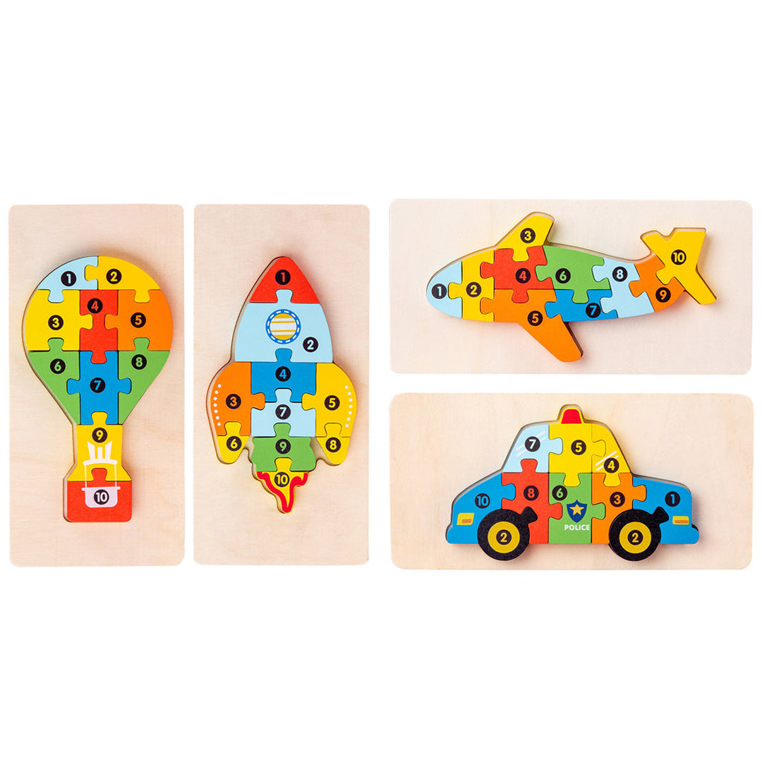Montessori Puzzles 4 Pack - Eco-Friendly Wooden Puzzles Set#8
