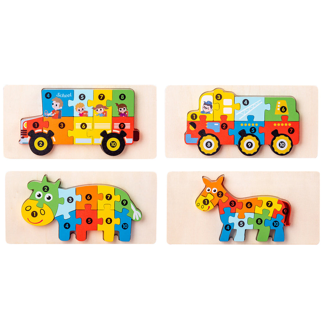 Montessori Puzzles 4 Pack - Eco-Friendly Wooden Puzzles Set#9