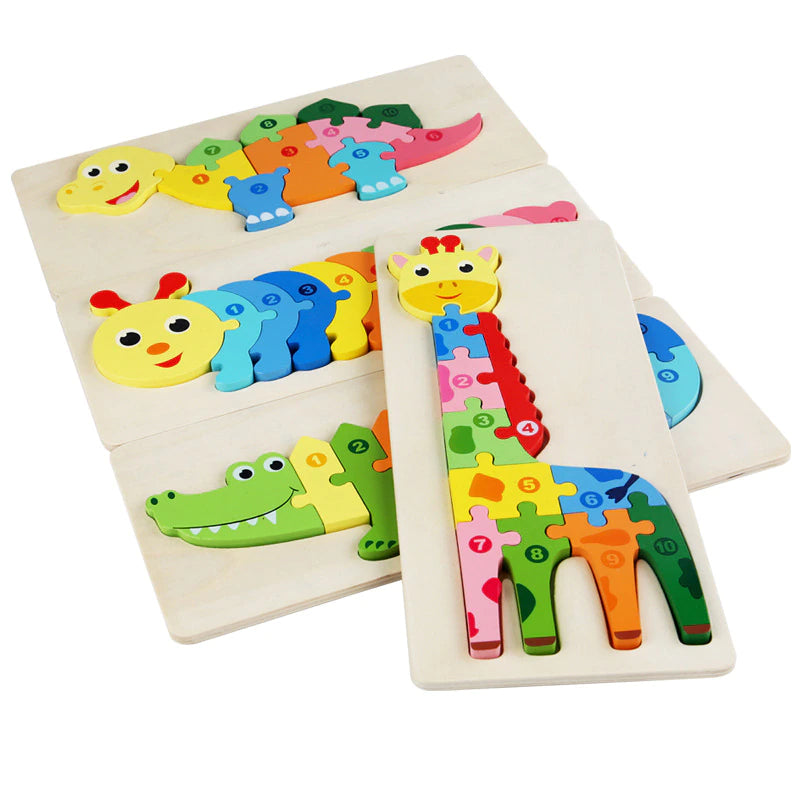 Montessori Puzzles 4 Pack - Eco-Friendly Wooden Puzzles Set#4