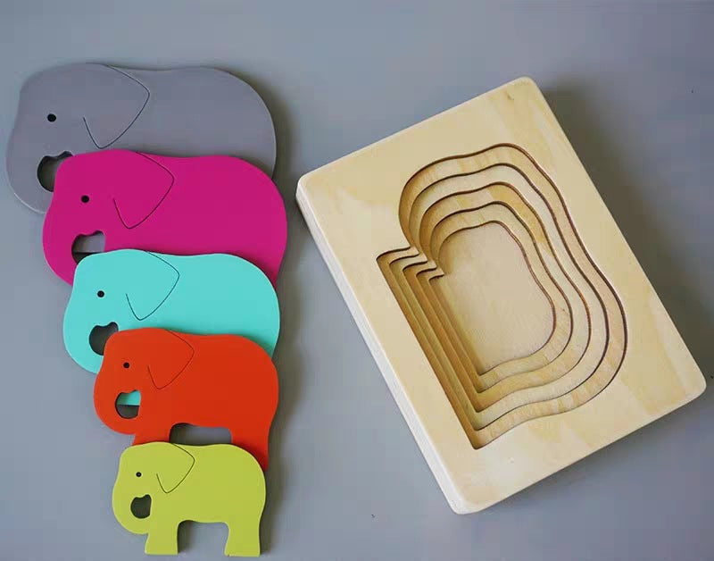 Multi-Layered Animal Puzzles - Eco-Friendly Wooden Montessori Puzzle