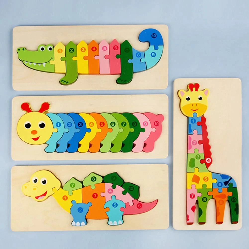 Montessori Puzzles 4 Pack - Eco-Friendly Wooden Puzzles Set#4