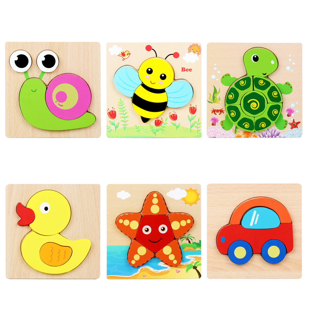Montessori Puzzles 6 Pack - Eco-Friendly Wooden Puzzles Set#2 – OTTEBERRY'S